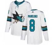 Men's San Jose Sharks #8 Joe Pavelski White Road Stitched Hockey Jersey