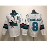 Men's San Jose Sharks #8 Joe Pavelski White Stitched Hockey Jersey