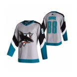 Men's San Jose Sharks #88 Brent Burns Grey 2020-21 Reverse Retro Alternate Hockey Jersey