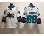 Men's San Jose Sharks #88 Brent Burns White Stitched Hockey Jersey