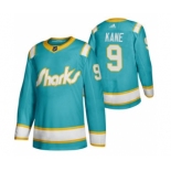 Men's San Jose Sharks #9 Evander Kane 2020 Throwback Authentic Player Hockey Jersey Teal