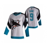 Men's San Jose Sharks #9 Evander Kane Grey 2020-21 Reverse Retro Alternate Hockey Jersey