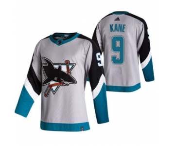 Men's San Jose Sharks #9 Evander Kane Grey 2020-21 Reverse Retro Alternate Hockey Jersey