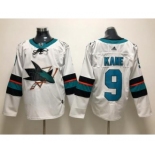 Men's San Jose Sharks #9 Evander Kane White Stitched Hockey Jersey