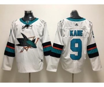 Men's San Jose Sharks #9 Evander Kane White Stitched Hockey Jersey