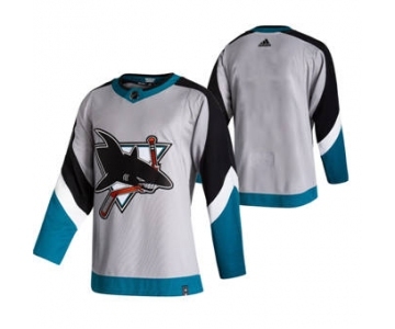 Men's San Jose Sharks Blank Grey 2020-21 Reverse Retro Alternate Hockey Jersey