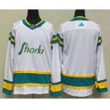 Men's San Jose Sharks Blank White 2022 Reverse Retro Stitched Jersey