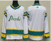 Men's San Jose Sharks Blank White 2022 Reverse Retro Stitched Jersey