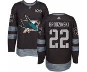 Men's Sharks #22 Jonny Brodzinski Black 1917-2017 100th Anniversary Stitched Hockey Jersey