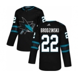 Men's Sharks #22 Jonny Brodzinski Black Alternate Authentic Stitched Hockey Jersey