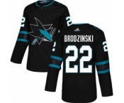 Men's Sharks #22 Jonny Brodzinski Black Alternate Authentic Stitched Hockey Jersey