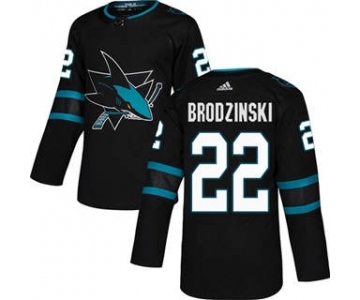 Men's Sharks #22 Jonny Brodzinski Black Alternate Authentic Stitched Hockey Jersey