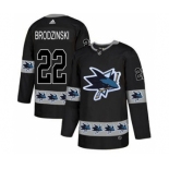 Men's Sharks #22 Jonny Brodzinski Black Authentic Team Logo Fashion Stitched Hockey Jersey