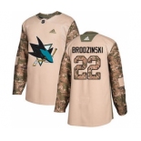 Men's Sharks #22 Jonny Brodzinski Camo Authentic 2017 Veterans Day Stitched Hockey Jersey