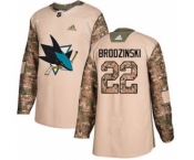 Men's Sharks #22 Jonny Brodzinski Camo Authentic 2017 Veterans Day Stitched Hockey Jersey