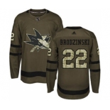 Men's Sharks #22 Jonny Brodzinski Green Salute to Service Stitched Hockey Jersey