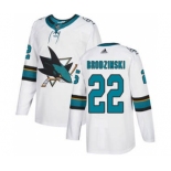 Men's Sharks #22 Jonny Brodzinski White Road Authentic Stitched Hockey Jersey