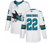 Men's Sharks #22 Jonny Brodzinski White Road Authentic Stitched Hockey Jersey