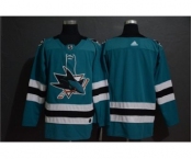 Men's Sharks Blank Teal Stitched Hockey Hockey Jersey