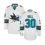 Reebok San Jose Sharks #30 Aaron Dell Authentic White Away NHL Jersey