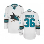 Reebok San Jose Sharks #36 Jannik Hansen Authentic White Away NHL Jersey