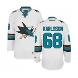 Reebok San Jose Sharks #68 Melker Karlsson Authentic White Away NHL Jersey