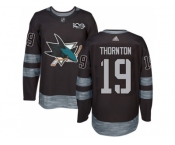 San Jose Sharks #19 Joe Thornton Black 1917-2017 100th Anniversary Stitched NHL Jersey