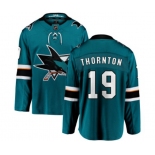 San Jose Sharks #19 Joe Thornton Fanatics Branded Teal Green Home Breakaway NHL Jersey