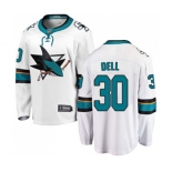 San Jose Sharks #30 Aaron Dell Fanatics Branded White Away Breakaway NHL Jersey