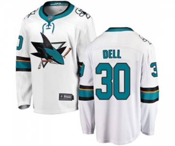 San Jose Sharks #30 Aaron Dell Fanatics Branded White Away Breakaway NHL Jersey