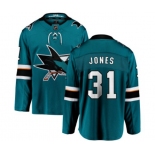 San Jose Sharks #31 Martin Jones Fanatics Branded Teal Green Home Breakaway NHL Jersey