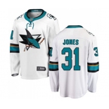 San Jose Sharks #31 Martin Jones Fanatics Branded White Away Breakaway NHL Jersey