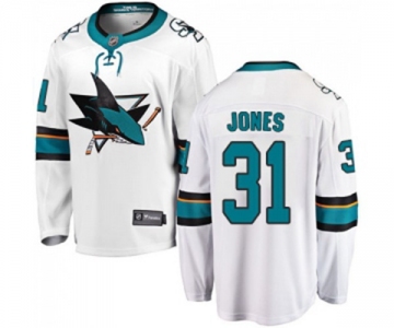 San Jose Sharks #31 Martin Jones Fanatics Branded White Away Breakaway NHL Jersey