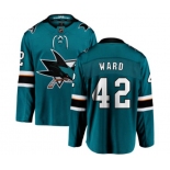 San Jose Sharks #42 Joel Ward Fanatics Branded Teal Green Home Breakaway NHL Jersey