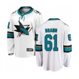 San Jose Sharks #61 Justin Braun Fanatics Branded White Away Breakaway NHL Jersey