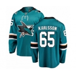 San Jose Sharks #65 Erik Karlsson Fanatics Branded Teal Green Home Breakaway NHL Jersey