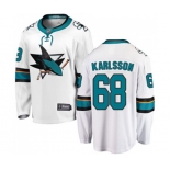 San Jose Sharks #68 Melker Karlsson Fanatics Branded White Away Breakaway NHL Jersey