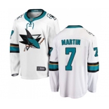 San Jose Sharks #7 Paul Martin Fanatics Branded White Away Breakaway NHL Jersey