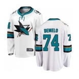 San Jose Sharks #74 Dylan DeMelo Fanatics Branded White Away Breakaway NHL Jersey