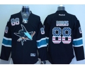 San Jose Sharks #88 Brent Burns Black USA Flag Fashion Stitched NHL Jersey