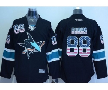 San Jose Sharks #88 Brent Burns Black USA Flag Fashion Stitched NHL Jersey