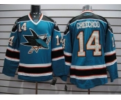 nhl jerseys san jose sharks #14 cheechoo blue