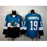 nhl jerseys san jose sharks #19 joe thornton blue-black[patch C]