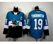 nhl jerseys san jose sharks #19 joe thornton blue-black[patch C]