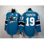 nhl jerseys san jose sharks #19 thornton blue[2014 new stadium][patch C]