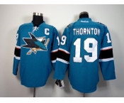 nhl jerseys san jose sharks #19 thornton blue[2014 new stadium][patch C]