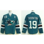 nhl jerseys san jose sharks #19 thornton green[2014 new stadium][patch C]