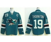 nhl jerseys san jose sharks #19 thornton green[2014 new stadium][patch C]