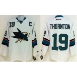 nhl jerseys san jose sharks #19 thornton white[2014 new stadium][patch C]