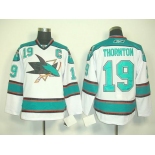 nhl jerseys san jose sharks #19 thornton white(C)